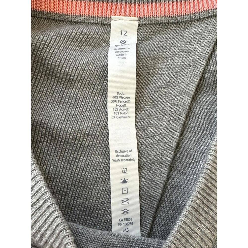Lululemon Bring It Backbend Open Back Sweater 12 Cashmere Blend Pullover Gray - Picture 7 of 7
